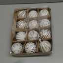 XmasExp Vintage Rustic Christmas Ball Ornaments Sets Neutral Christmas Ornaments Farmhouse Shatterproof Large Hanging Balls Tree Decorations for Xmas Xmas Home Party White Gold, 12Pcs