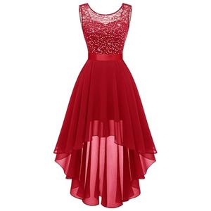 BeryLove Sequin Formal Wedding Guest Dresses Sparkly Glitter Prom Party Dress Cocktail High Low Homecoming Evening Gown 35XP Red XL