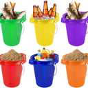 Large Sand Pail with Shovel, 7'' Large Size Sand Water Bucket for Beach Fun Great Summer Party Accessory(6 Bucket + 6 Shovels)