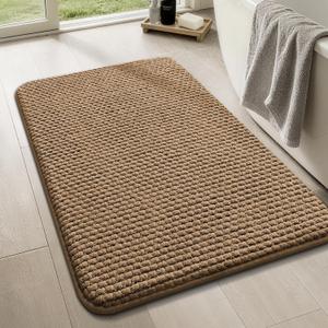 YIHOUSE Bathroom Rugs 17x24, Extra Thick Soft Absorbent Chenille Bath Rug Non-Slip Quick Dry, Machine Washable Bath Mats for Bathroom, Floor, Tub and Shower, Home Decor, Beige