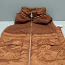 Tribal Women's Mock Neckline Sherpa and Nylon Combo Zip-Up Bungee Drawcord Vest, Brown, S