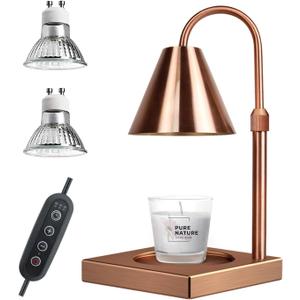 Yankee Candle Compatible Dimmable Metal Candle Lamp Warmer - Height Adjustable, Scented Wax for Home Decor (Rose Gold)