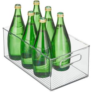 mDesign Deep Plastic Kitchen Storage Organizer Container Bin for Pantry, Cabinet, Cupboard, Shelves, Fridge, or Freezer - Holds Dry Goods, Sauces, Condiments, Drinks, Clear