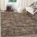 RUGSREAL Area Rug 5x7 Machine Washable Area Rug for Living Room Non-Slip Stain Resistant Modern Abstract Bedroom Rug Contemporary Solid Throw Rug Foldable Accent Floor Carpet for Dining Room, Brown