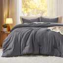 Bedsure California King Comforter Set, Dark Grey Soft Prewashed Bedding for All Seasons, 3 Pieces GentleSoft Bed Set, 1 Lightweight Comforter (104"x96") and 2 Pillowcases (20"x36")