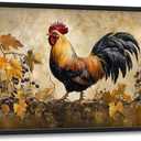 Flintis Large Rooster Framed Wall Art Vintage Chicken Grapevine Pictures Wall Decor Abstract Animal Canvas Painting Print Artworks Decor Framed for Living Room Bathroom Master Bedroom 60L X 30W