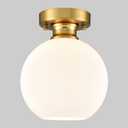 Gold Ceiling Light Fixture Flush Mount Light Fixture with Milk Opal Glass Shade for Living Room
