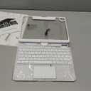 Wireless Keyboard Case for iPad Pro 13" (M5/M4, 2025/2024), Transparent Protective Cover with 7-Color Backlit Keyboard, 360 Rotating Stand, Multi-Touch Trackpad and Pencil Holder, White