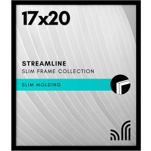 Americanflat 17x20 Picture Frame with Polished Plexiglass - Streamline Collection - Thin Border Picture Frame for Wall Display - Hanging Hardware Included - Black