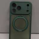 CANSHN 360 Spin Magnetic Stand for iPhone 17 Pro Max Case with Camera Control [Full Camera Protection] [Compatible with Magsafe] Translucent Matte Shockproof Protective Phone Cover 6.9" -Deep Green