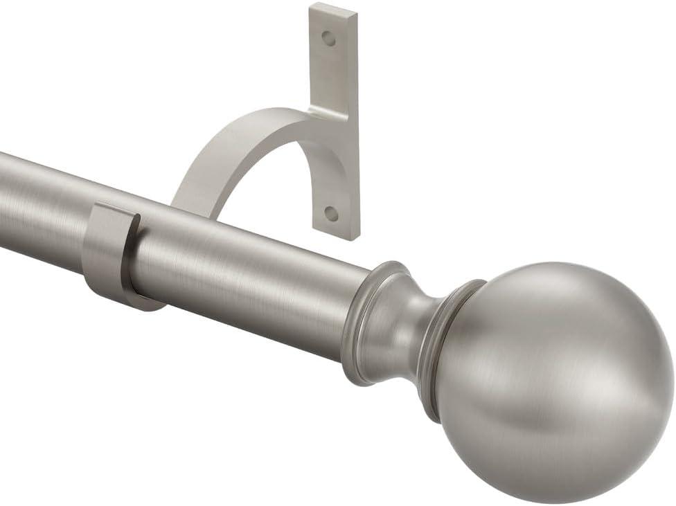Splicing Curtain Rods 28 to 86 Inch, Adjustable Brushed Nickel Window Curtain Rods, 1-Inch Telescoping Drapery Rods, Decorative Curtain Rods with Round Finials