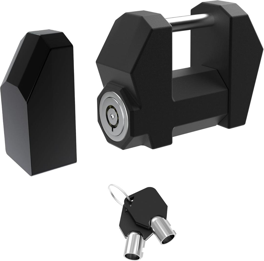 TOPICK Trailer Tongue Coupler Lock, Dia 1/4'', Extra Wide 1.2'' Span, High-Security Latch Lock for Wide Trailer Coupler, for RV, Boat, Truck, and Car Tow Hitch, Cyberpunk Futuristic Style
