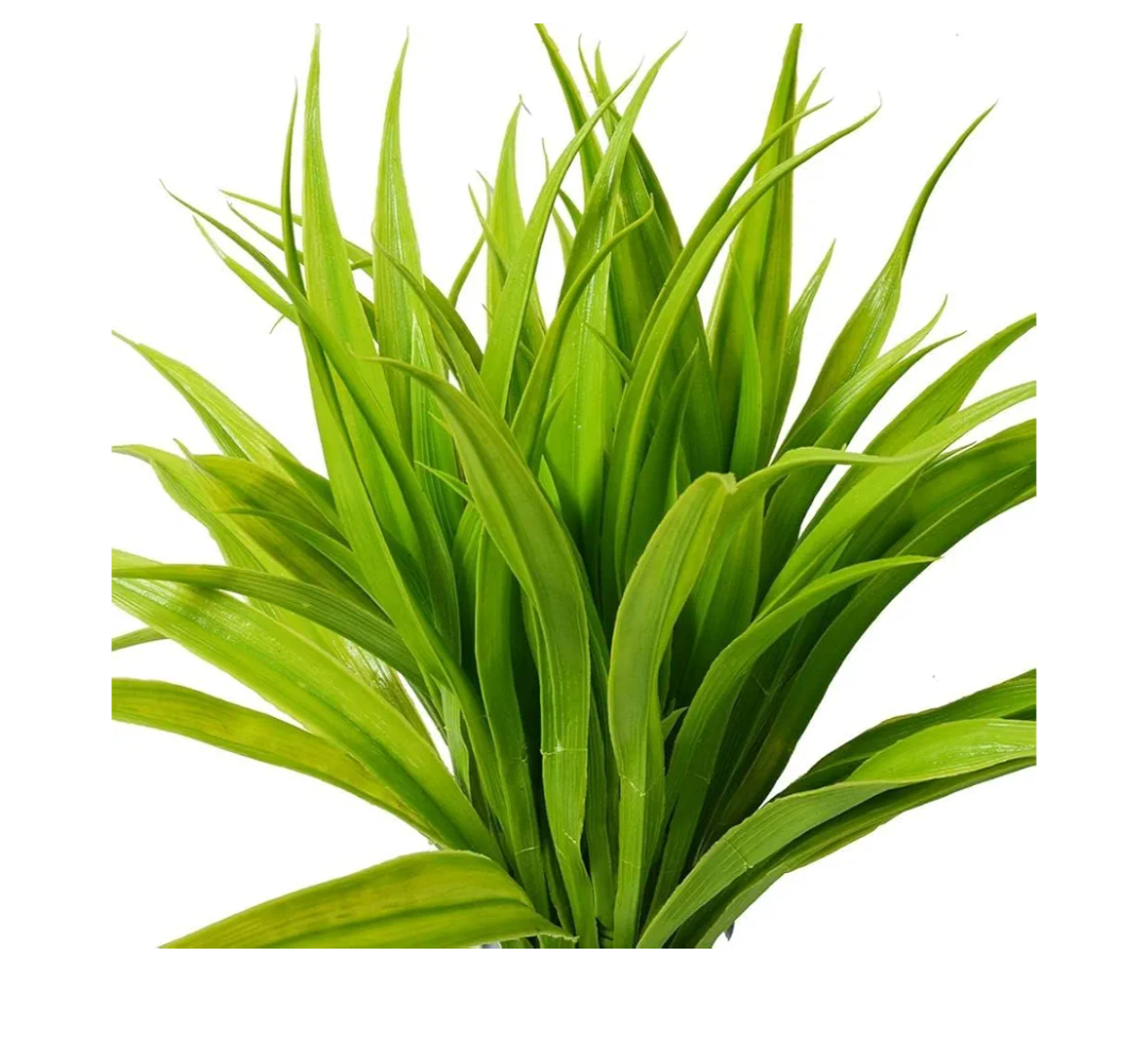 Artificial Fake Grass Plants Faux Grass Outdoor UV Resistant Fake Bushes Artificial Shrubs Plastic Plant (Green)