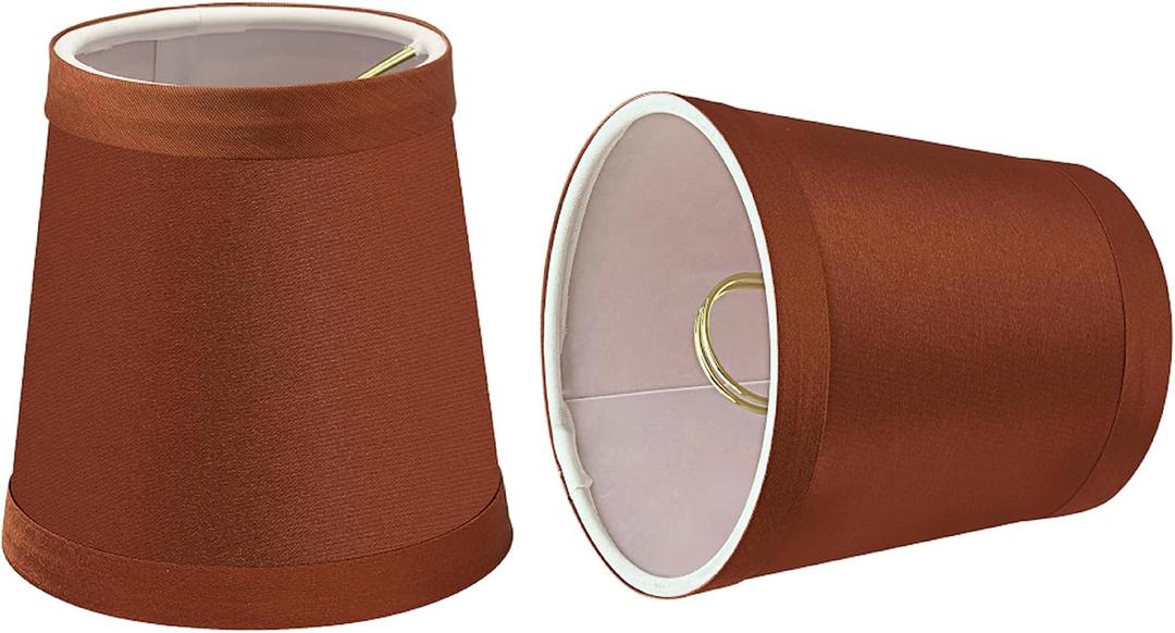 Aspen Creative 32715-2B, Empire Clip-On Chandelier Lamp Shade, Redwood, 3" Top x 4" Bottom x 4" Slant Height, Set of 2