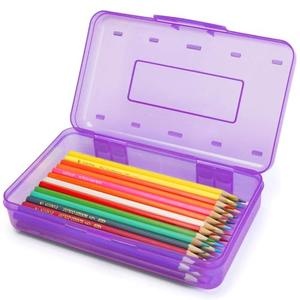 Nuozme Plastic Translucent Pencil Box,Pencil Cases with Snap-Tight Lid for Pens, Pencils, School Supplies,Office Supplies, 1 Pack, Standard Size, Pack Of 2