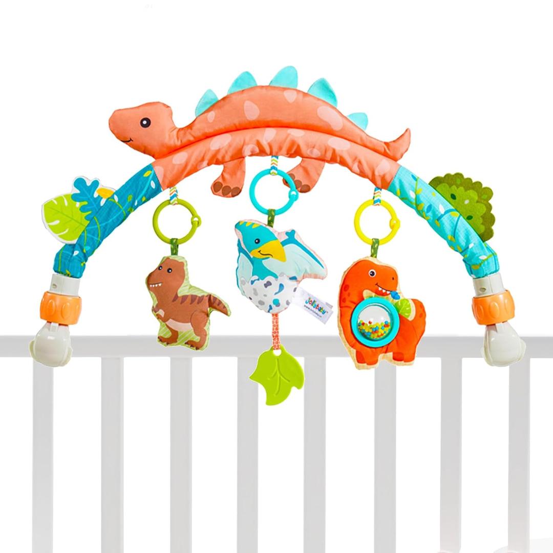 Jollybaby Bassinet Stroller Crib Mobile Toy for Baby 0-6-12 Months, Infant Clip On Arch Hanging Toy, Montessori Sensory Nursery Mobiles Toy for Newborn Gift - Dinosaur
