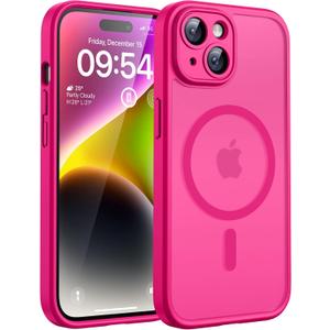TOCOL for Phone 14 Case, Compatible with Magsafe Charger, Full Camera Protection, Drop Protection, Translucent Matte Phone Case for iPhone 14 6.1 inch (Hot Pink)