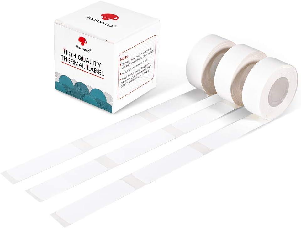 Phomemo D30 Label Tape, self-Adhesive Labels, 1/2" X 1 7/8" (14mm X 50mm) 130 Labels/Roll, Compatible with D30 Label Maker, Phomemo Sticker Label Paper,White,3 Roll