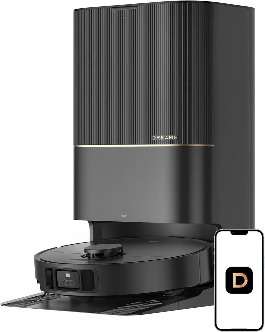 DREAME X40 Ultra Robotic Vacuum with Removable & Liftable Mop, 12,000Pa Suction, Side Brush Extensive Cleaning, 158F Mop & Washboard Self Cleaning, Auto-Empty, Auto Refill, liftable Brushes (Black)