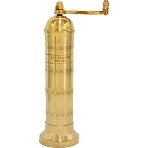 Alexander Home Original Greek Salt Mill, 8-Inch Brass European Manual Salt Grinder Refillable, with Polishing Cloth