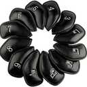 CRAFTSMAN GOLF 12pcs or 1pc Thick Synthetic Leather Golf Iron Head Covers Set Headcover Fit All Brands Callaway Ping Taylormade Cobra Etc. Also Custom Name