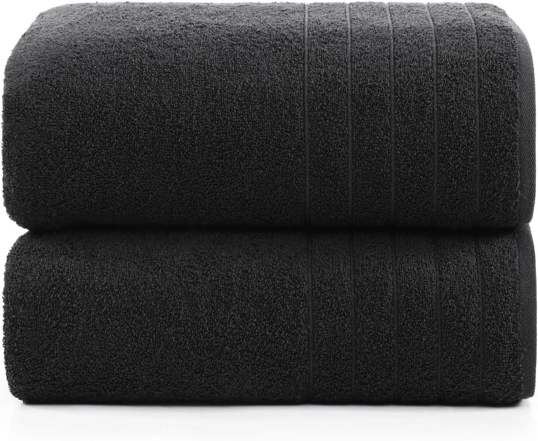 Casa Platino Bath Sheet Set, 2 Pack 36"x 72" 100% Cotton Bath Sheets, Lightweight Black Bath Towels, Highly Absorbent, Quick Drying