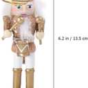 2 x 1 Set Christmas Nutcracker Ornaments Gold and Silver Glittered Christmas Soldier Nutcracker Wooden Figurine Collectible Decoration for Xmas Holiday Party Decor