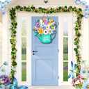 Spring Door Decor Happy Spring Sign 11.81 x 11.81 Inch Flower Welcome Wreaths for Front Door Rustic Wooden Decorations for Easter Party Home Outdoor Indoor Decor