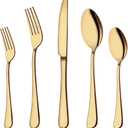 Aisoso Gold Silverware Set, 20-Piece Flatware Set Stainless Steel Cutlery Kitchen Utensil Set Tableware Service for 4