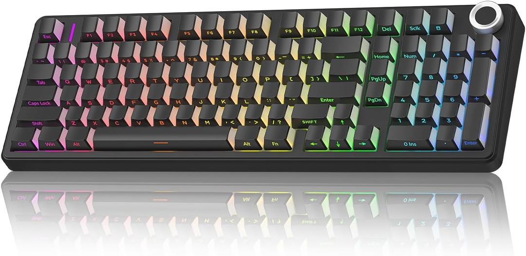 AULA F99 Pro Wireless Mechanical Keyboard-Silent Version, BT5.0/ 2.4GHz/ USB-C Hot Swappable Custom Keyboard, Gasket Structure, Pre-lubed Linear Switches RGB Backlit Computer Gaming Keyboards, Black