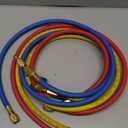 2026 New 29985 Plus II 1/4"HVAC Hoses, 60" (5FT), Custom Pressure Relief Groove, R-410A Conversion Adapter, Compact Ball Valve Refrigerant Hoses for R-22/R-410A/R-134A, 3 Pcs