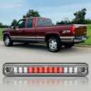 3rd Third Brake Light LED Compatible with 1988-1999 Chevy/GMC C/K-Series GMT400 High Mount Stop Third Center Cargo Rear Brake Light Bar Taillight (Chrome Housing Clear Lens)