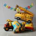 9 Pcs Construction Party Decorations Construction Birthday Party Supplies Large Gold Excavator Crane Truck Tractor Themed Balloons 3rd Birthday Decorations for Boys