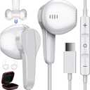 USB C Headphones for Google Pixel 10 9 Pro XL Fold 8a 8 7 6 A, Type C Earphone Noise Isolating Wired Earbud with Mic HiFi Stereo Cord Ear Bud for iPhone 17 Air 16 15 Pro Max Galaxy S25 Ultra S24 S23 (White)