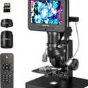 LM266S 5 Lens HDMI Digital Microscope 5000X for Adults, Lab Biological Microscope with Screen for Slides, Mechanical X-Y Stage, UHD 2160P Video, 7" LCD USB Coin Camera Full View, 32GB