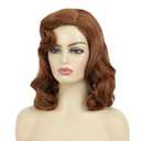 Swiking Vintage Brown 1950s Hollywood Big Wave Wig Synthetic Curly Wig for Retro Parties Halloween Daily Use(Auburn Brown) (Brown women)