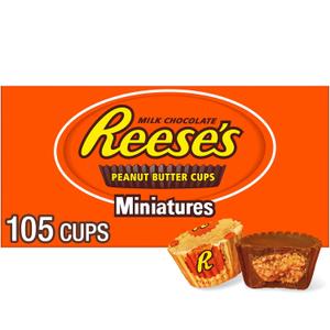 REESE'S Miniatures Milk Chocolate Peanut Butter Cups, Candy Packs, 0.31 oz (105 Pieces) (EXP 08/01/26)