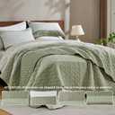Andency California King Quilt Set Weat Green, 3 Pieces Ultra Soft Lightweight Cal King Bedspreads & Coverlets Set, Patchwork Striped Quilted Bedding Sets for All Seasons (112"x104")