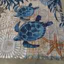 Nautical Green Sea Turtles Beach Theme Fabric Shower Curtain Sets Bathroom Blue Ocean Decor with Grommets and Hooks - 72 x 72 Inch Teal