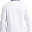 Men's Pique Polo Shirts Long Sleeve Cotton Blend Tipped Casual Collared Polo Shirts Business Classic Fit (White, XXL)