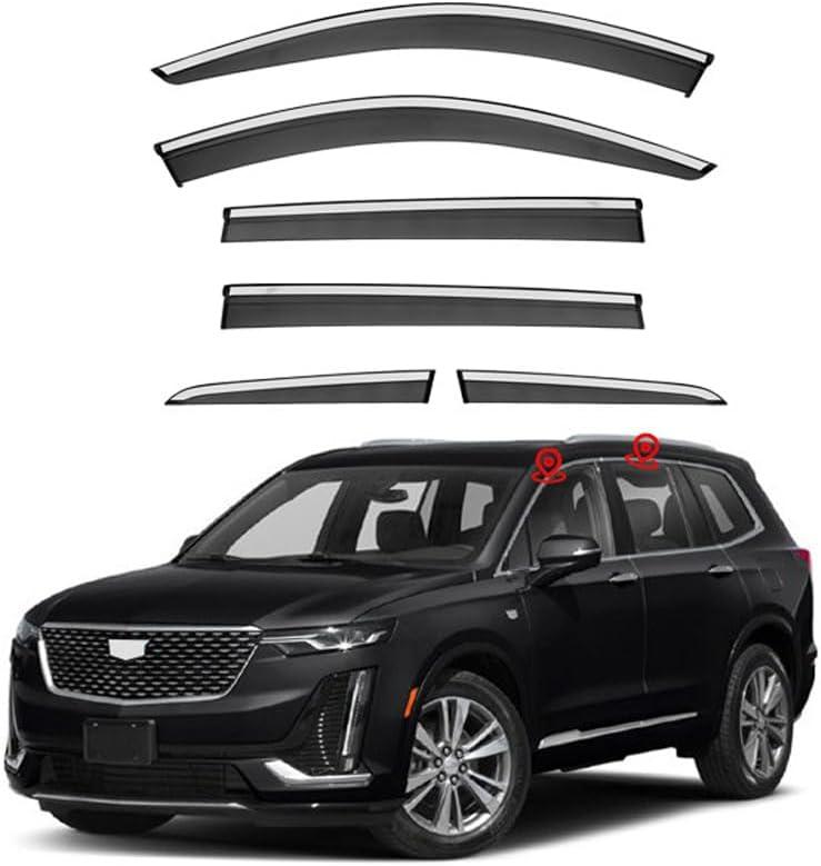 Window Visors Rain Guards for Cadillac XT6 MK1 2019+ Accessories,Side Window Wind Deflectors for Cadillac XT6 MK1 2019 2020 2021 2022 2023 2024 2025, 6 PCS