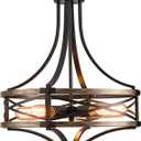 Farmhouse Dining Room Chandelier,5-Light Industrial Rustic Black Metal Farmhouse High Ceiling Pendant Light Fixtures for Living Room,Kitchen,Foyer,Bedroom