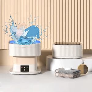 Mini Portable Washing Machine , 18L Upgraded Large Capacity Foldable Washer, Small Washing Machine, Travel Washing Machine, Deep Cleaning of Underwear,baby Clothes,for Apartments,Dorm,Camping(Khaki)