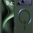 2 x Magnetic for iPhone 17 Pro Max Case,[Anti-Slip][Compatible with MagSafe][Military Grade Drop Protection] Shockproof Protective Translucent Phone Case for iPhone 17 Pro Max Case,Forest Green