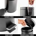 mDesign Pedal Bin Metal Waste Bin with Pedal, Lid and Plastic Bucket Insert for Bathroom, Kitchen, and Office 3 Litre Household Rubbish Bin with Ergonomic Design Black