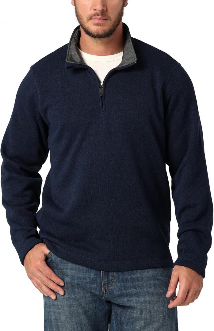 Wrangler Authentics Men's Long Sleeve Fleece Quarter-zip (XX-Large, Mood Indigo)