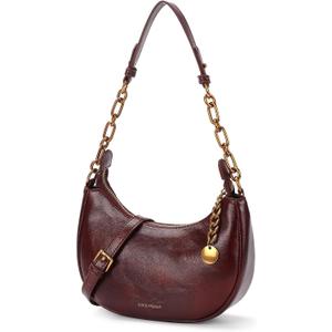 WOMEN'S CRESCENT-SHAPED SHOULDER BAG, ELEGANT PU LEATHER CROSSBODY BAG WITH GOLD CHAIN, SUITABLE FOR EVERYDAY WEAR AND TRAVEL.