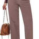 GRAPENT Wide Leg Jeans for Women High Waisted Trendy Button Fly Stretchy Denim Pants Vintage Straight Leg Trouser Jeans (X-Large, Pecan Brown)