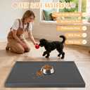 30”x 16” Silicone Dog Feeding Mat, Kalolary Waterproof Pet Feeding Mat with High Raised Edge Avoid Spill Out, Nonslip Dog Bowl Placemats Cat Feeding Mats for Floors Easy to Clean, Grey