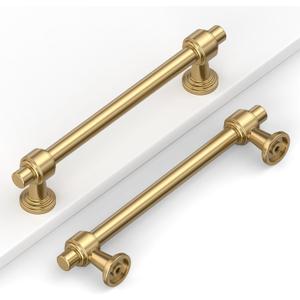 10 Pack 5"(128mm) Champagne Gold Cabinet Pulls Kitchen Cabinet Handles Brushed Bronze Cabinet Hardware Drawer Pulls for Cupboard